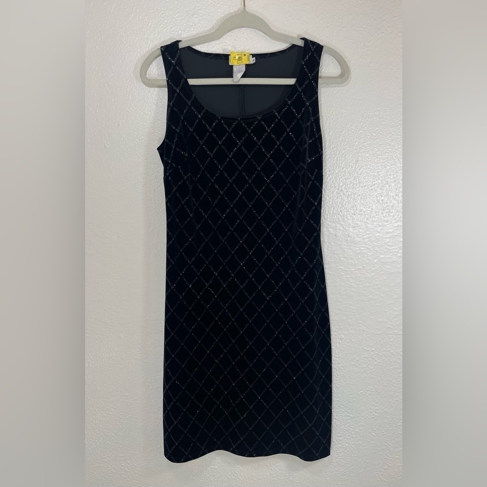 Vintage Sparkly Glitter Glam Black Sleeveless Mini Dress Date Night Whimsigoth - Picture 9 of 9